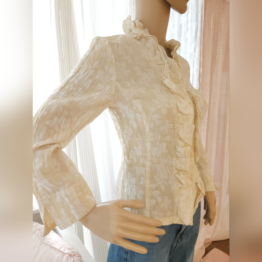 Vintage Glimmer Wrinkle Effect Blouse/ Thin Jacket By DIANA